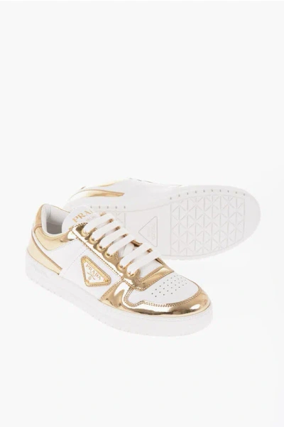 Prada Metallized Effect Low-top Trainers In Gold