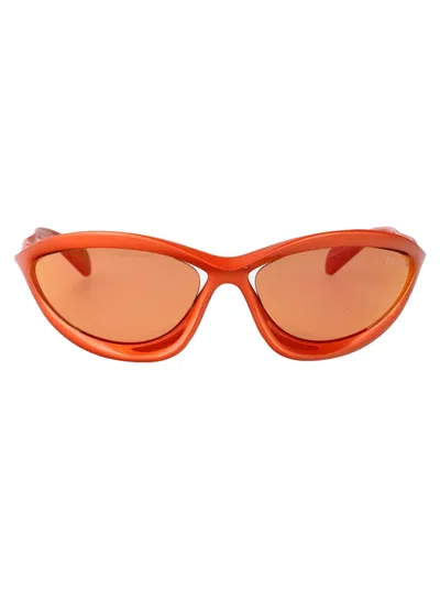 Prada Metallized Orange Nylon Sunglasses In Yellow