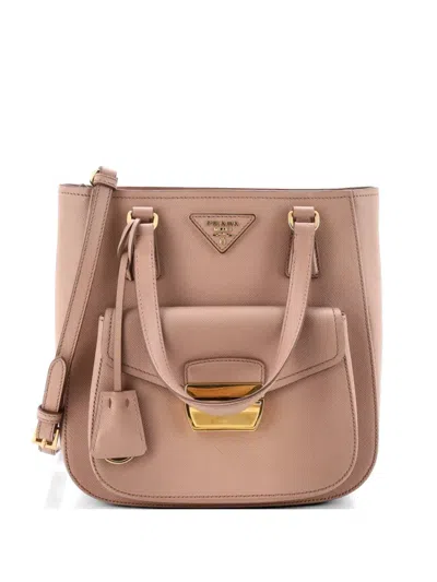 Pre-owned Prada Metropolis Saffiano Leather Small Tote Bag In Neutral