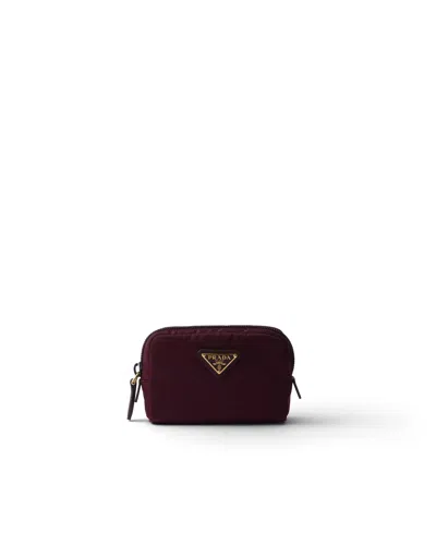 Prada Micro-pouch Aus Re-nylon In Burgundy