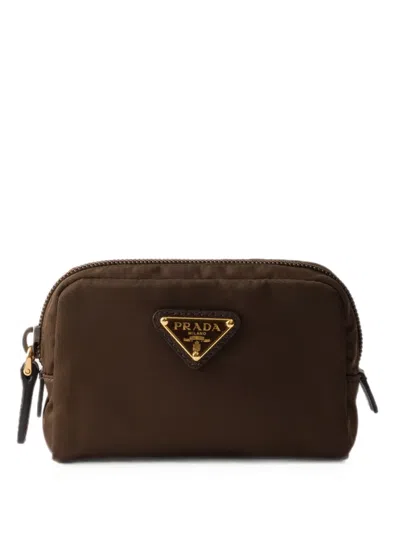 Prada Micro Re-nylon Pouch In Brown