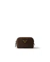 Prada Micro Re-nylon Pouch In Brown