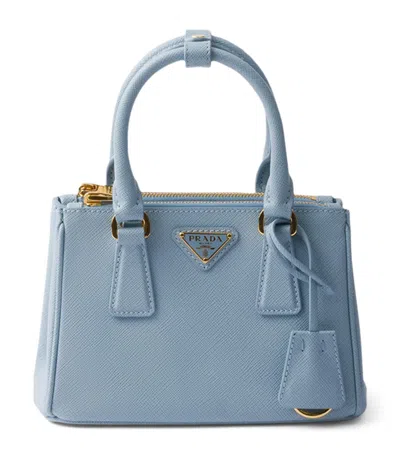 Prada Micro Saffiano Leather Galleria Top-handle Bag In Turquoise