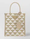 Prada Micro Symbol Shoulder Bag With Embroidered Fabric In Nude