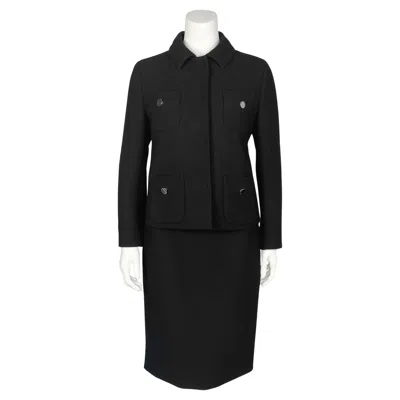 Pre-owned Prada Mid 2000's Black Wool Crepe Jacket And Skirt Set
