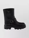 Prada Mid-calf Chunky Sole Round Toe Boots In Black