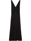 Prada Sable Fit-flare Midi Dress In Black