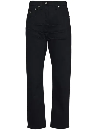 Prada Pinch-detail Straight-leg Jeans In Black