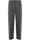 Prada Pleated Turn-up Hem Trousers In Grau