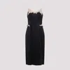Prada Lace Detailed Midi Dress With Side Slit In Black