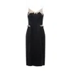 Prada Lace Detailed Midi Dress With Side Slit In Black