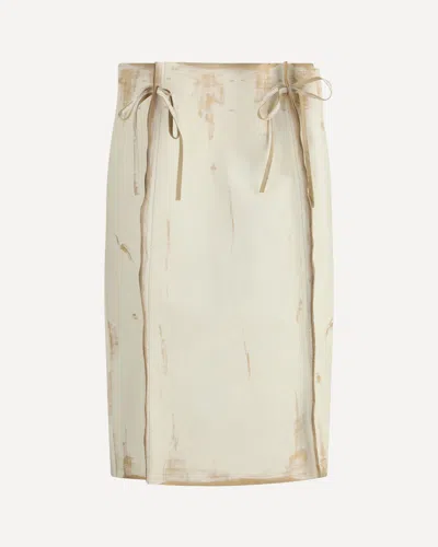 Prada Midi Leather Skirt In Neutral