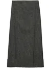 Prada Black/white Wool Weave Midi Skirt In Black  