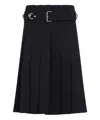 Prada Gabardine Pleated Midi Skirt In Blue