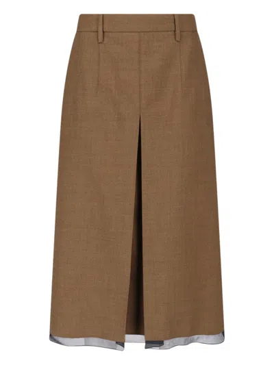 Prada Midi Skirt In Brown