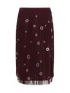 Prada Midi-skirt With Fringe And Grommet Embellishment In Corniola