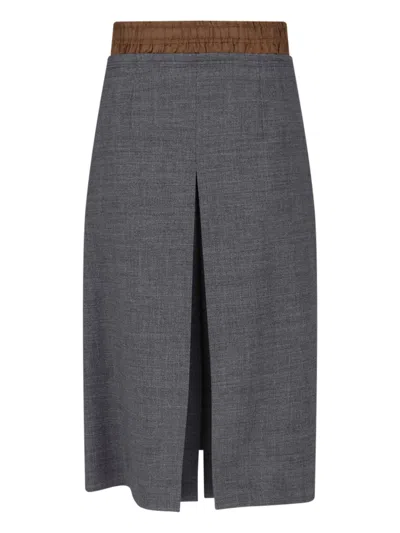 Prada Midi Skirt In Gray