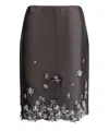 Prada Embellished Wool-blend Midi Skirt In Grey