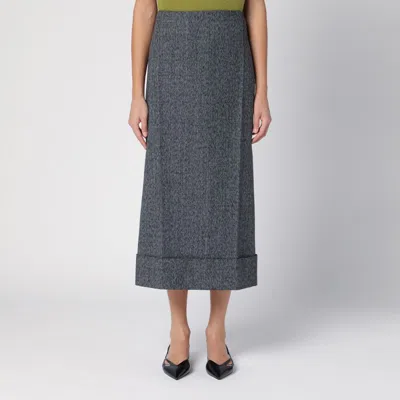 Prada Wool Long Skirt In Gray