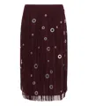 Prada Midi-skirt With Fringe And Grommet Embellishment In Red