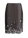 Prada Embellished Wool-blend Midi Skirt In Grigio