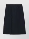 Prada Midi Skirt With Side Slit And Pleats In Black
