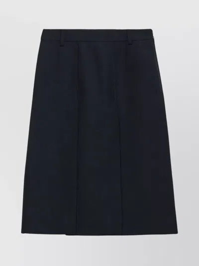 PRADA MIDI SKIRT WITH SIDE SLIT AND PLEATS