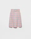 Prada Checked Cotton Midi Skirt In Multi