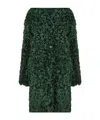 Prada Midlength Plush Coat In Green