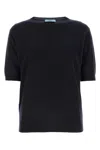 Prada Blue Cashmere Crew-neck Sweater Women In Default Title