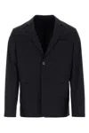 Prada Structured Cotton Blazer With Notch Lapels In Bleu