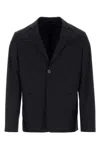Prada Structured Cotton Blazer With Notch Lapels In Dark Blue
