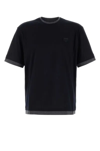 PRADA PRADA MIDNIGHT BLUE COTTON T-SHIRT