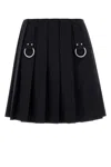 Prada Flared Pleated Skirt With Front Rings And Classic Finish