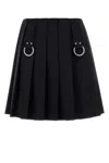 Prada Flared Pleated Skirt With Front Rings And Classic Finish
