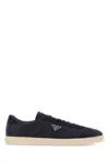 Prada Midnight Blue Re-nylon And Suede Sneakers In Blue
