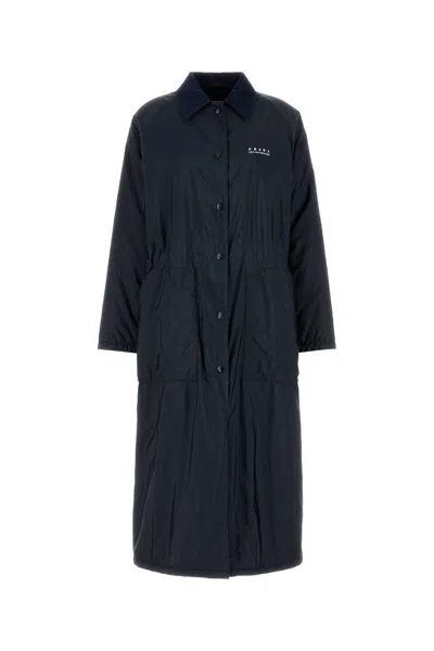 Prada Midnight Re-nylon Trench Coat In Brown