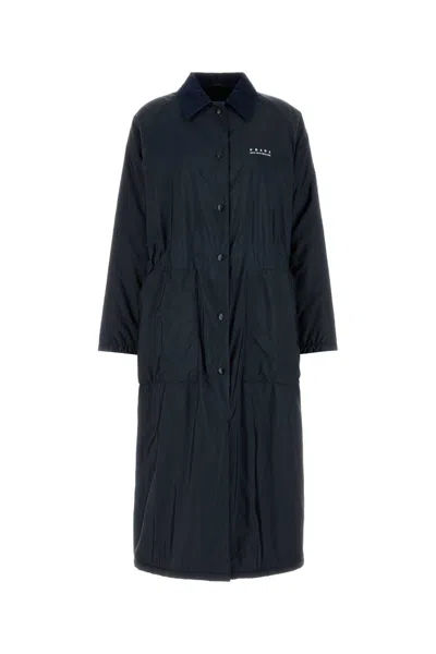 Prada Midnight Re-nylon Trench Coat In Brown