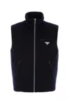 Prada Midnight Blue Cashmere Sleeveless Down Jacket In Dark Blue