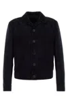 Prada Collared Suede Jacket With Side Pockets