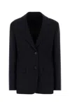 Prada Wool Blazer With Long Sleeves And Flap Pockets In Blue