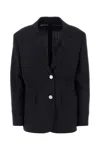 Prada Single-breasted Blazer In Navy Blue Wool