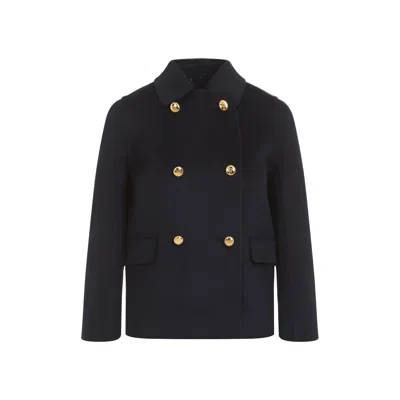 PRADA PRADA MIDNIGHT BLUE WOOL BLEND COAT
