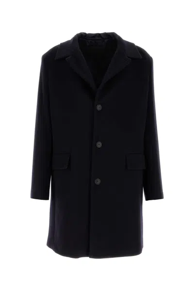 PRADA PRADA MIDNIGHT BLUE WOOL BLEND COAT