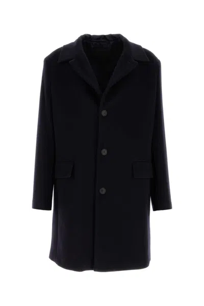 PRADA MIDNIGHT BLUE WOOL BLEND COAT