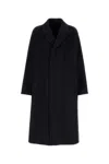 Prada Wool Blend Coat With Buttoned Cuffs In Bleu