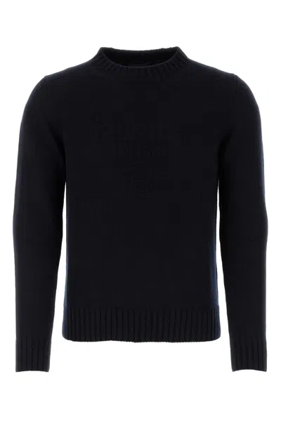 Prada Midnight Blue Wool Blend Sweater In Black