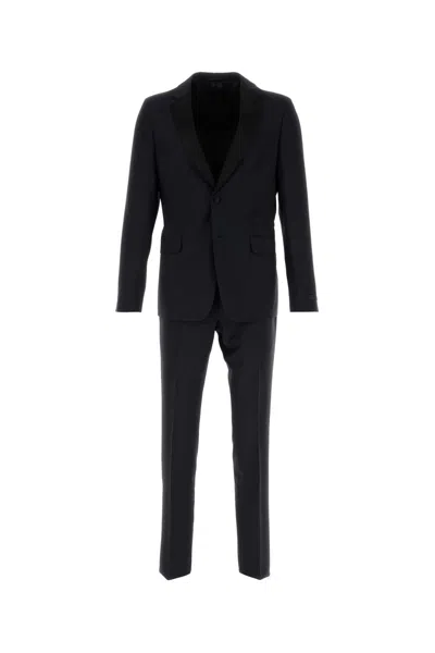 Prada Midnight Blue Wool Blend Tuxedo In Black