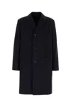 Prada Midnight Blue Wool Coat In Black