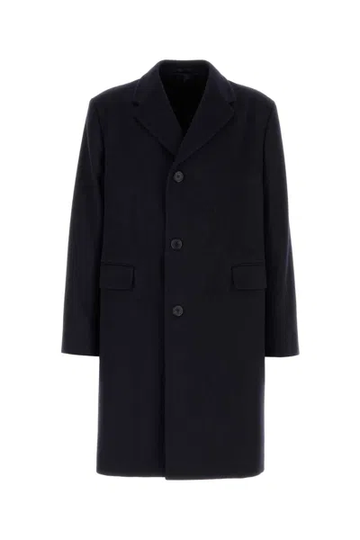 Prada Midnight Blue Wool Coat In Black